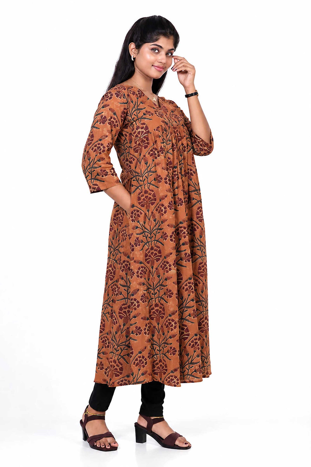 Rust Blossom Alia Cut Kurti
