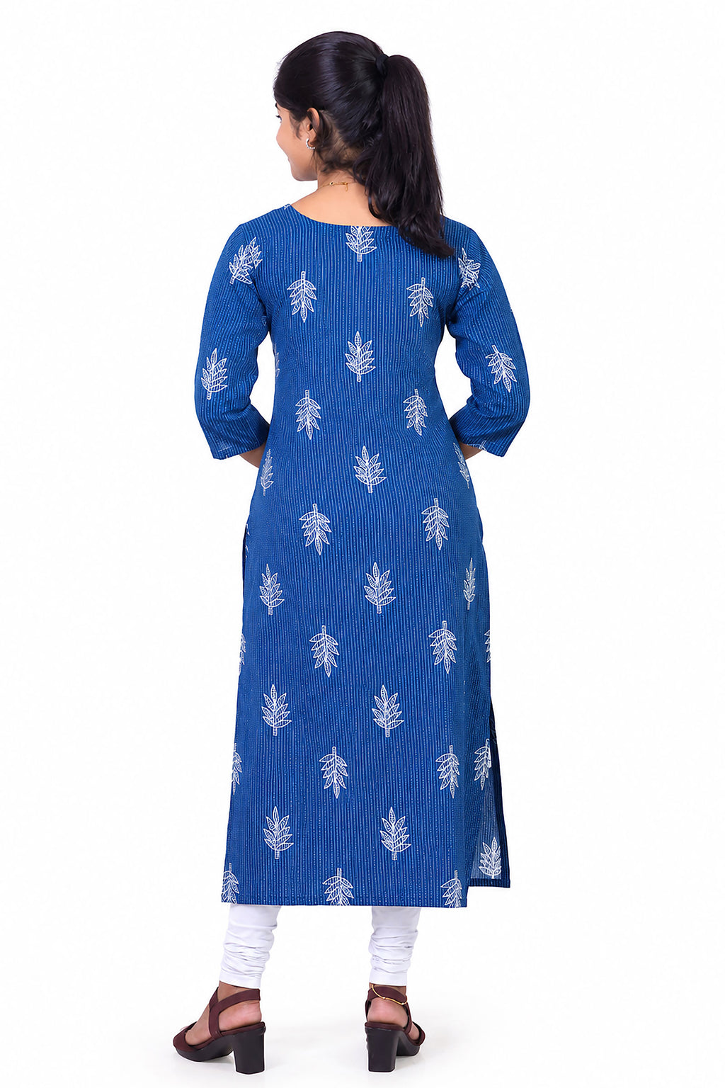 Teal Leaf Slitted Kurti