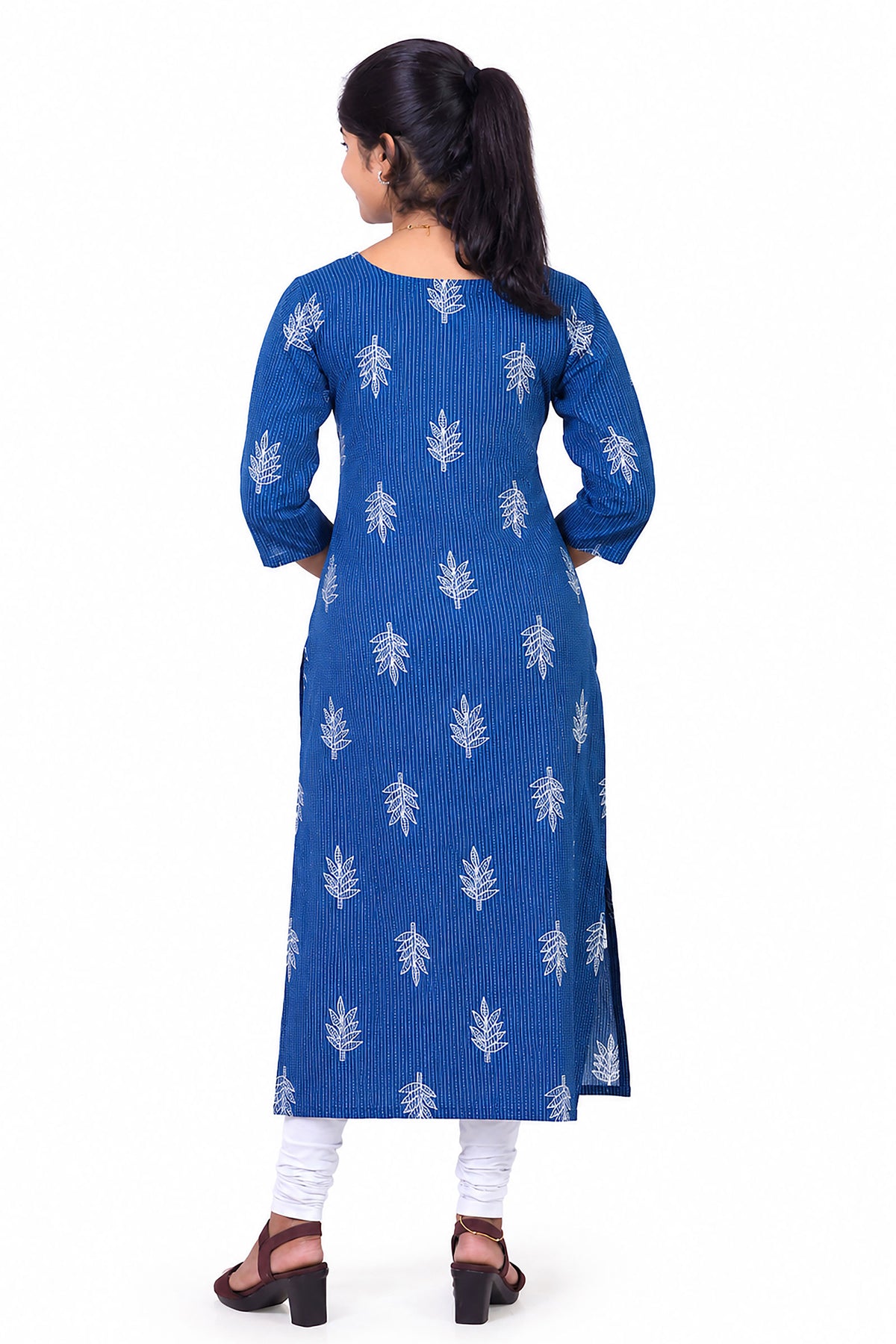 Teal Leaf Slitted Kurti