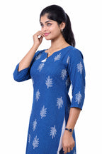 Teal Leaf Slitted Kurti