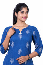 Teal Leaf Slitted Kurti