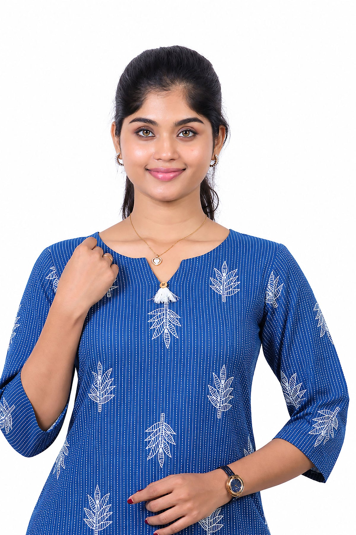 Teal Leaf Slitted Kurti