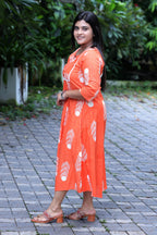Feather Bloom Orange Kurti