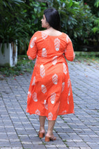 Feather Bloom Orange Kurti
