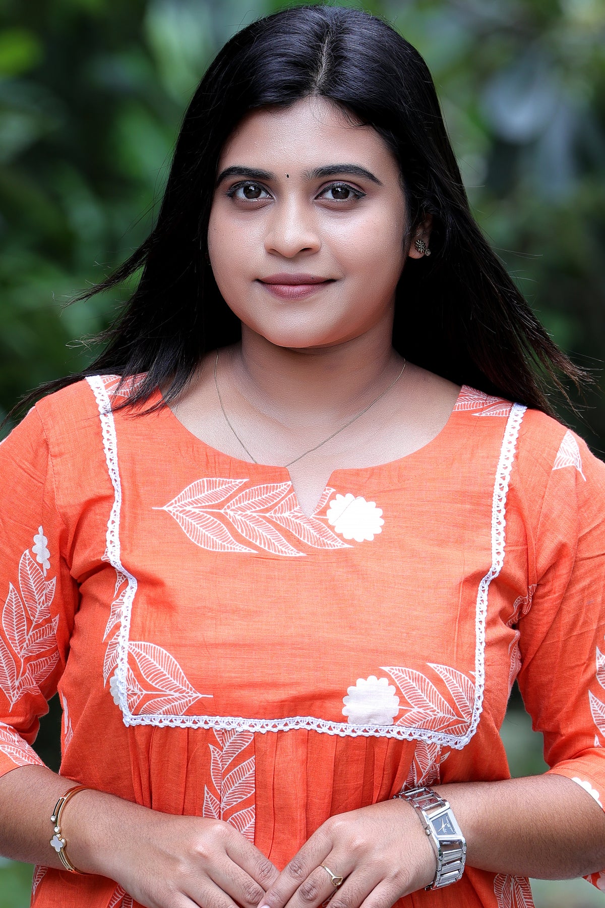 Feather Bloom Orange Kurti