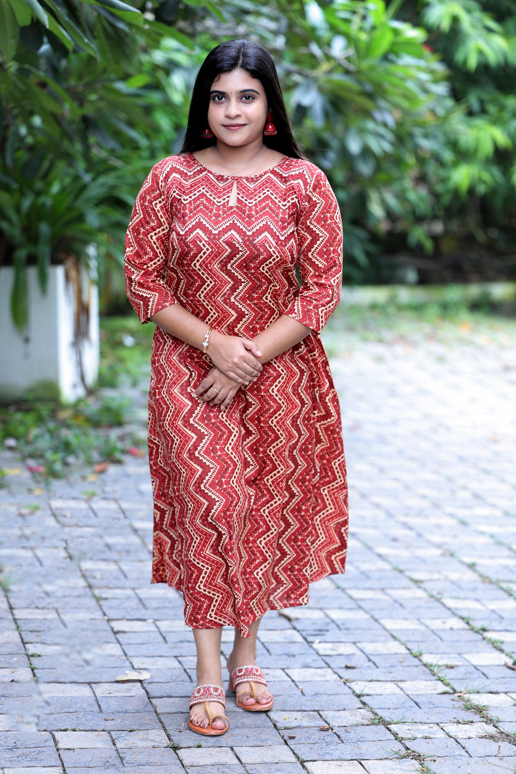 Rangoli Red Zigzag Kurti