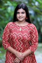 Rangoli Red Zigzag Kurti