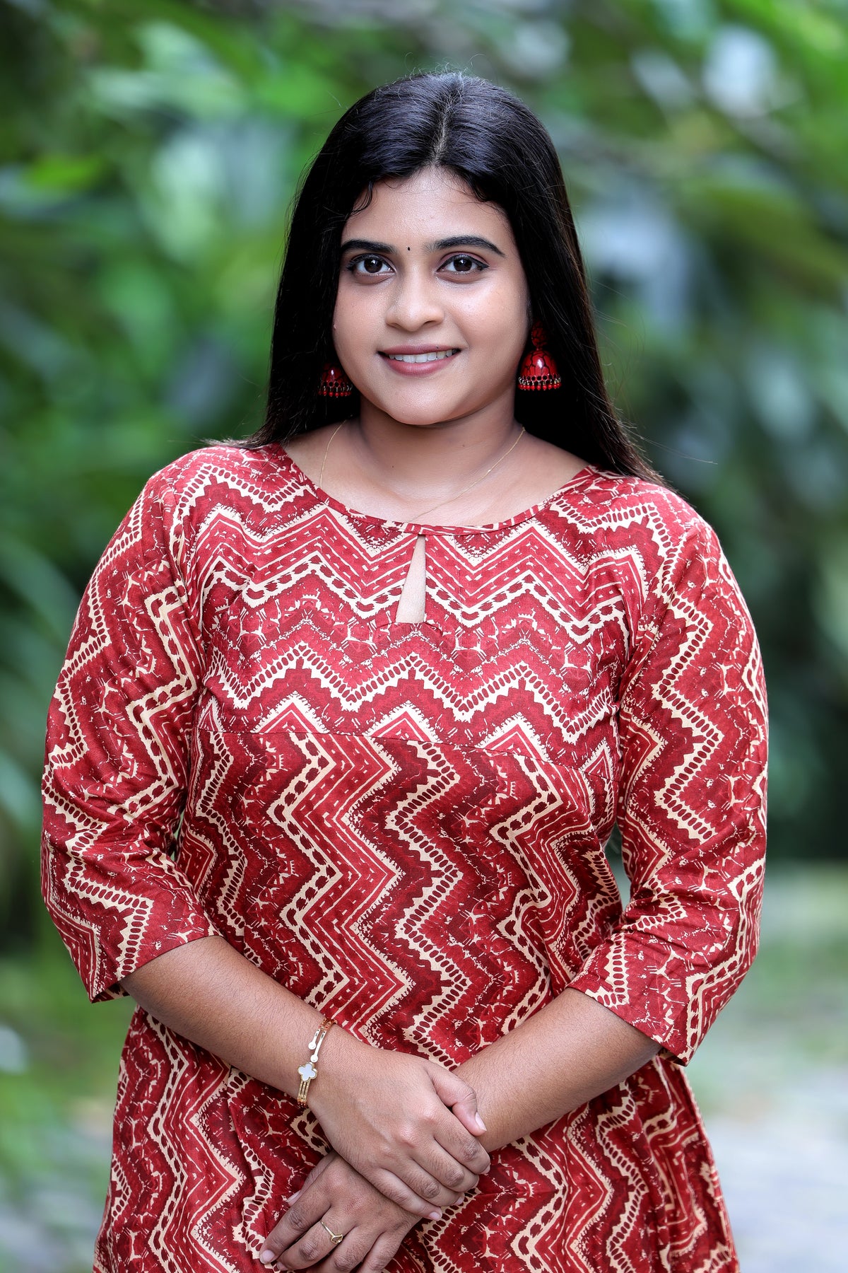 Rangoli Red Zigzag Kurti