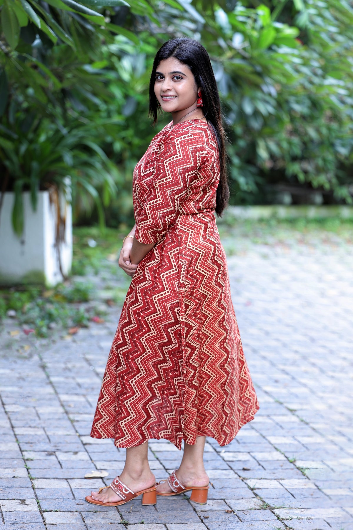 Rangoli Red Zigzag Kurti