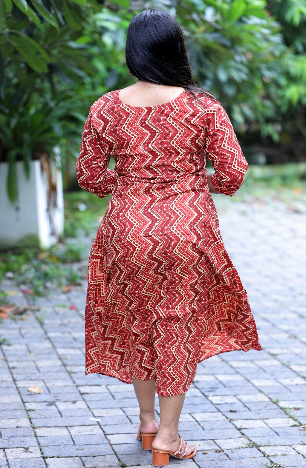 Rangoli Red Zigzag Kurti