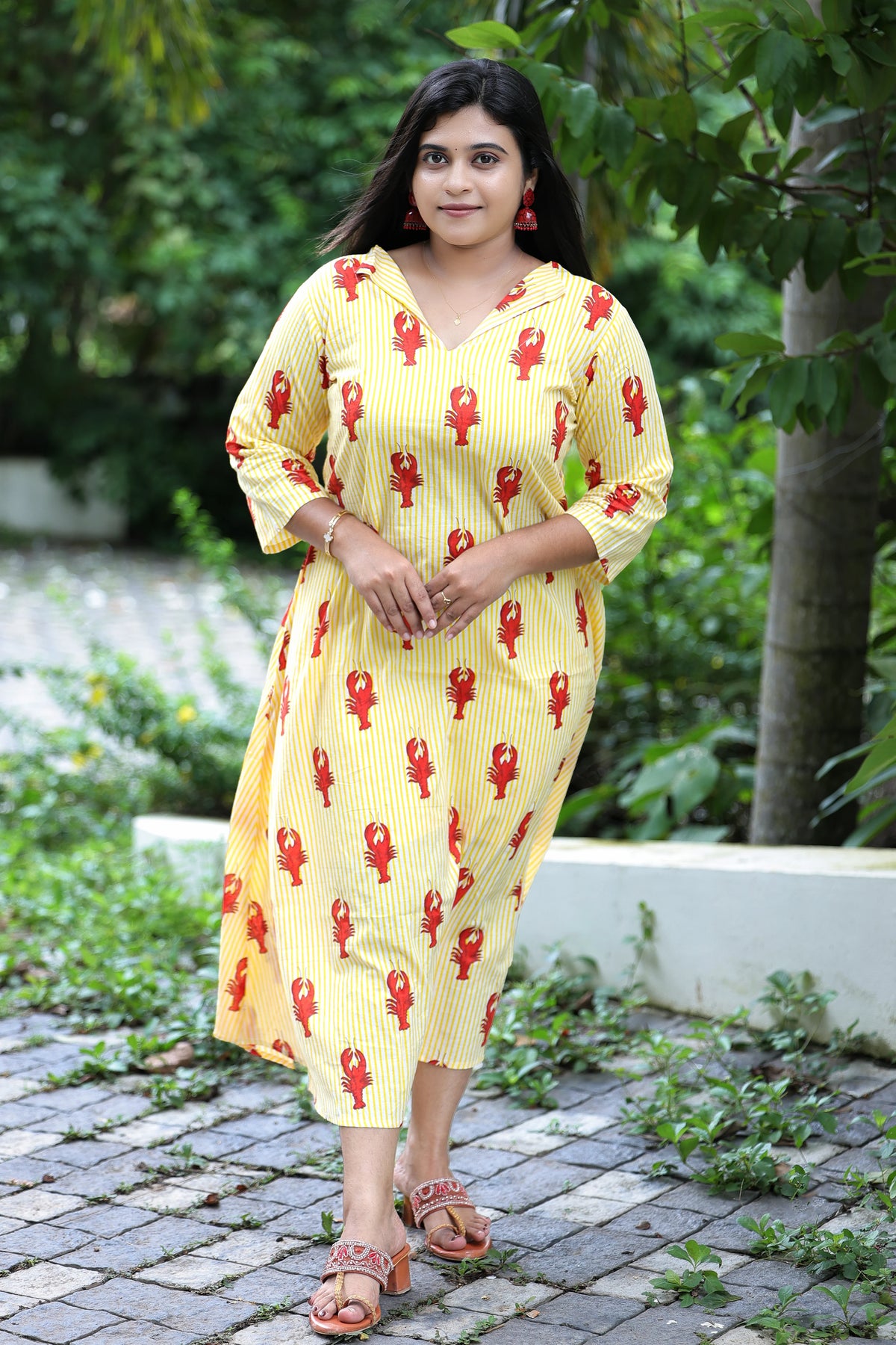 Sunshine Lobster Stripe Kurti