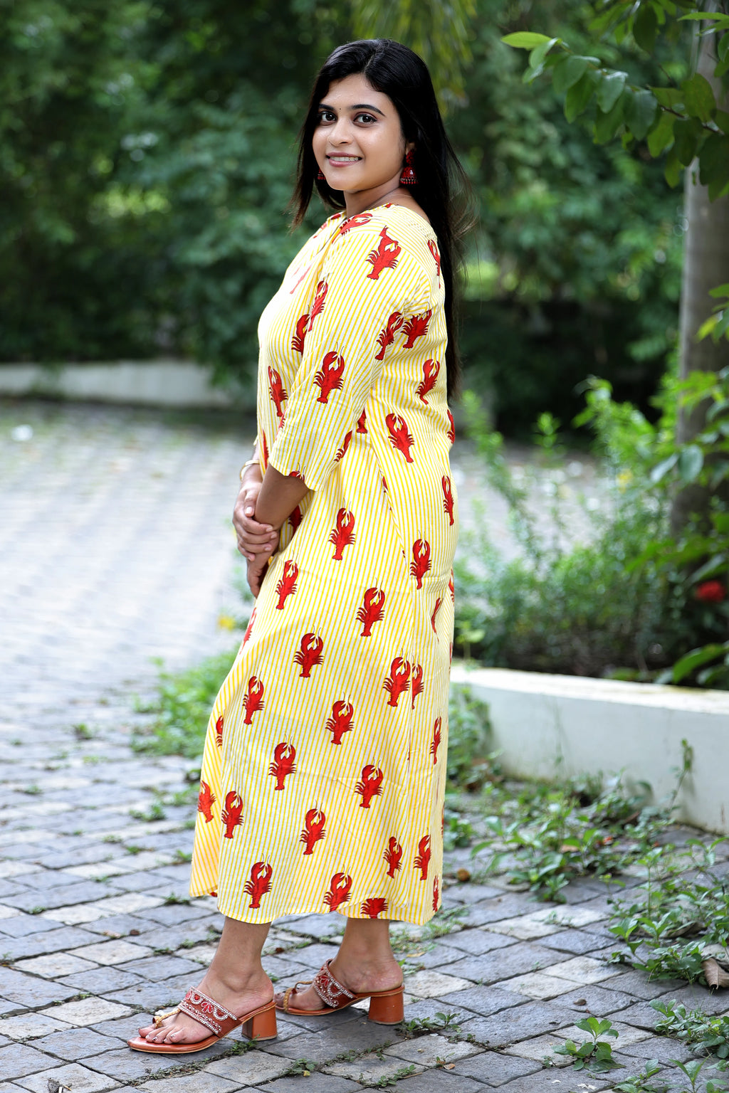 Sunshine Lobster Stripe Kurti
