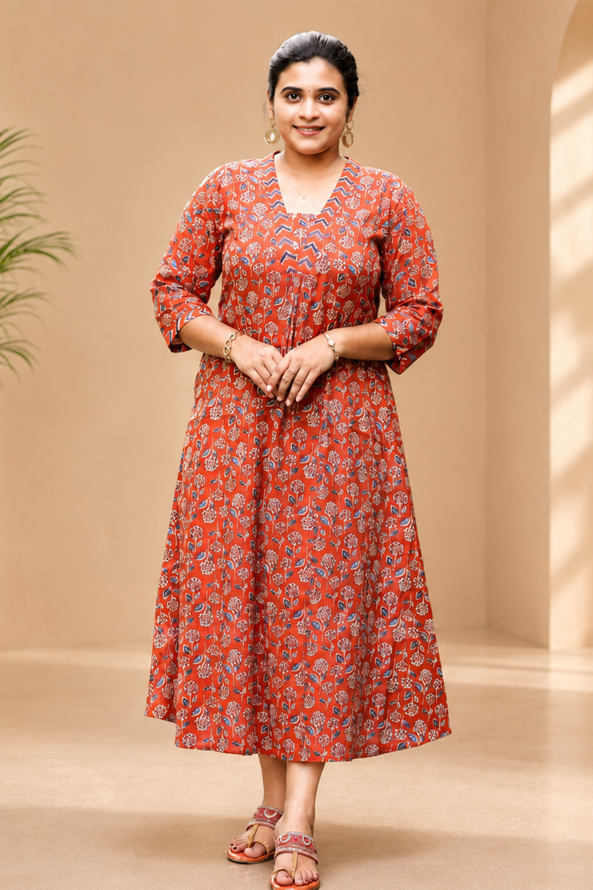 Terracotta Floral Kurti