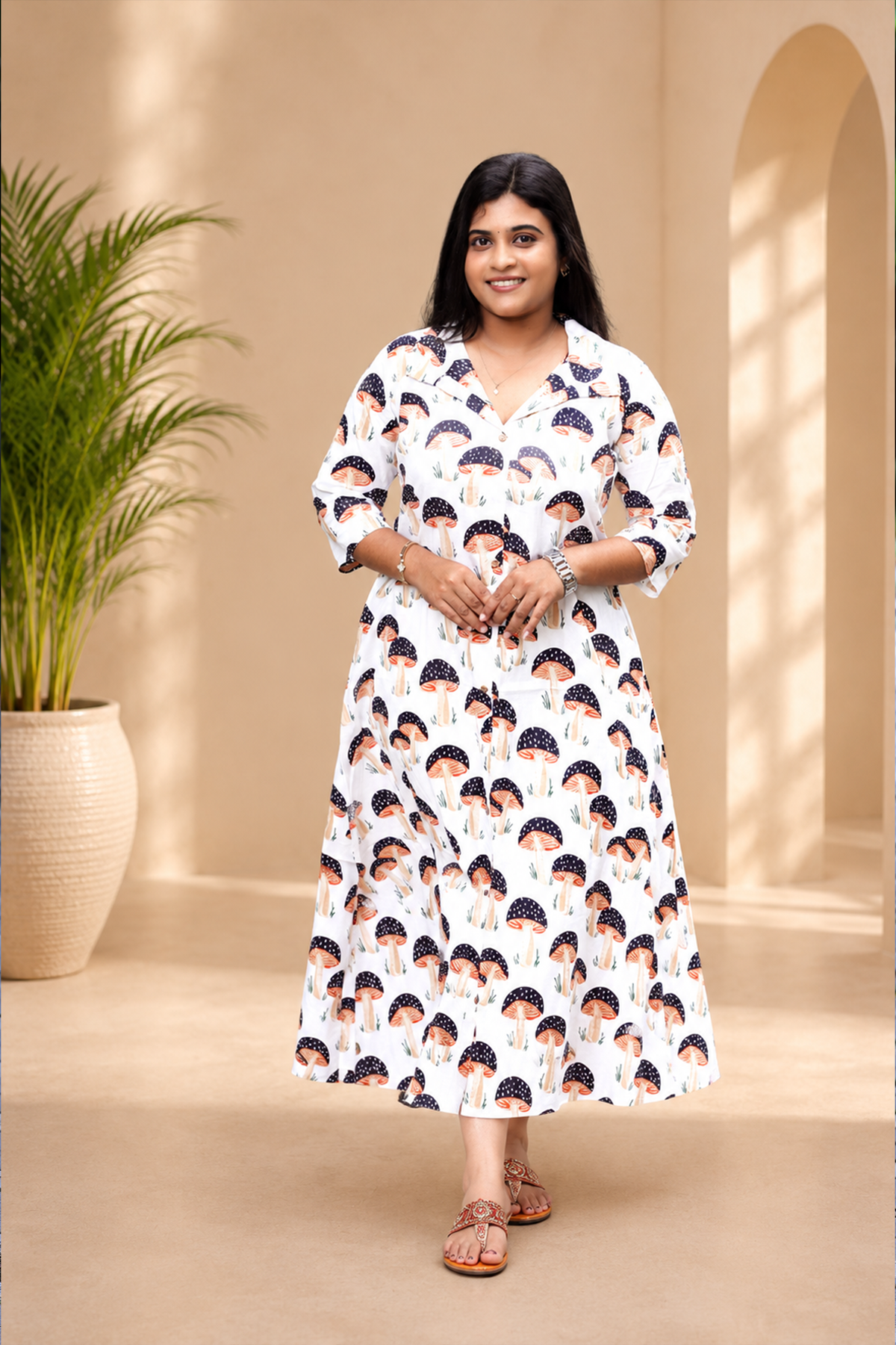 Forest Mushroom Collared Kurti
