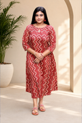 Rangoli Red Zigzag Kurti